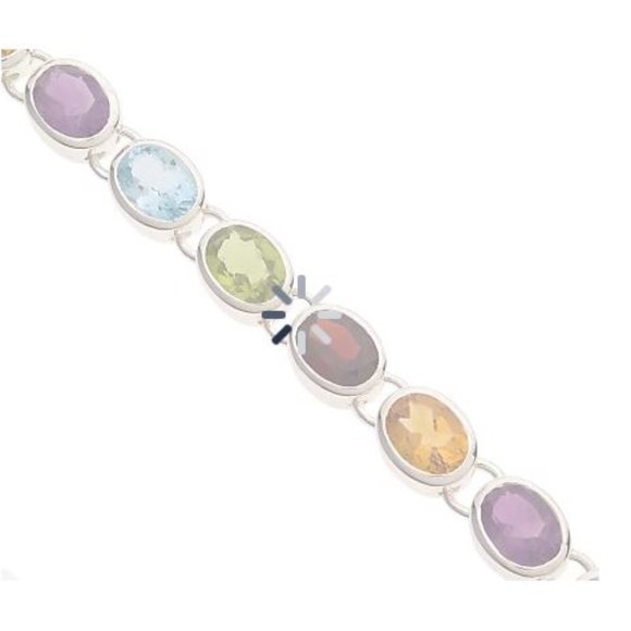 QVC Sterling Silver 18 cttw Bezel Set Multi Gemstone Bracelet - Picture 3 of 10